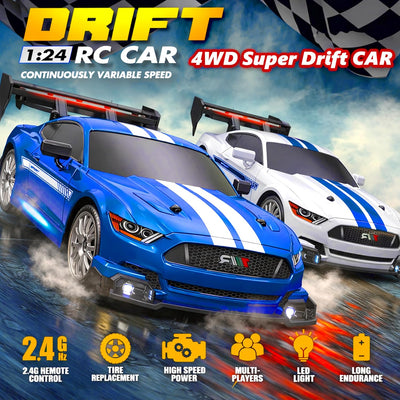 Ford Mustang 1:24 Scale RC Drift Car | 2.4GHz High Speed Remote Control Car 4WD