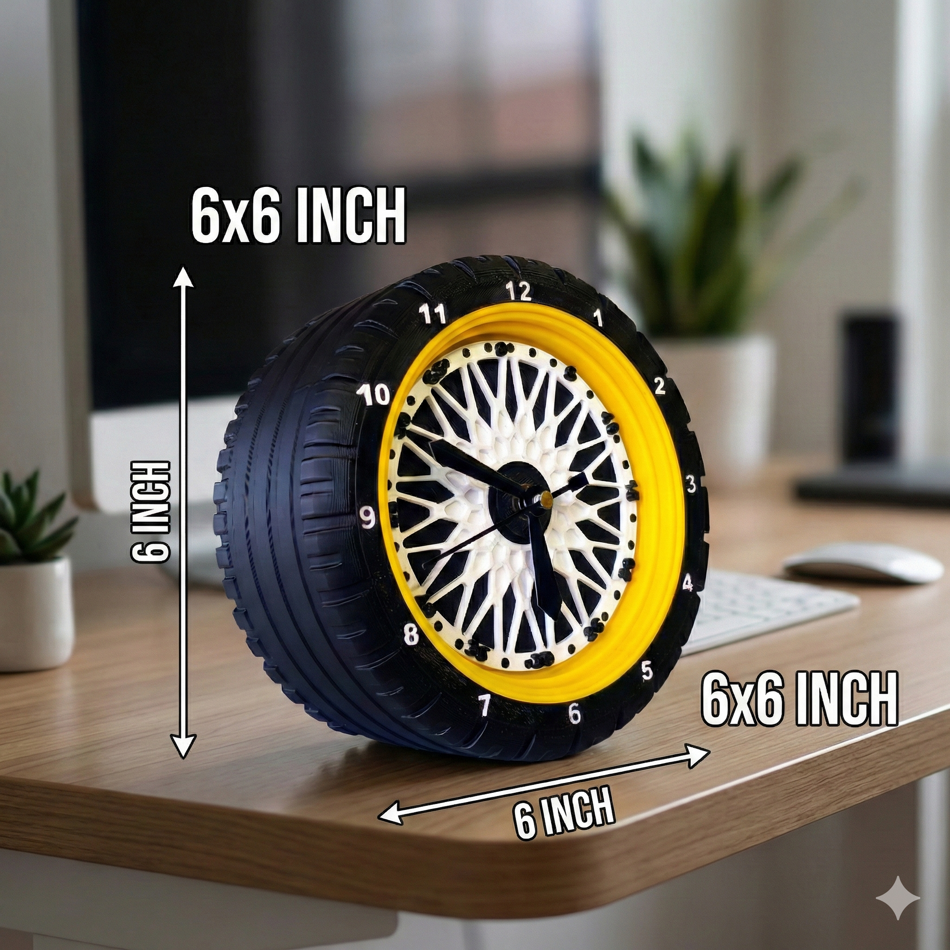 Wheel Desk Clock – Modern 3D Printed Table Clock for Office Desk, Home Decor & Gifting - Vaylex3D