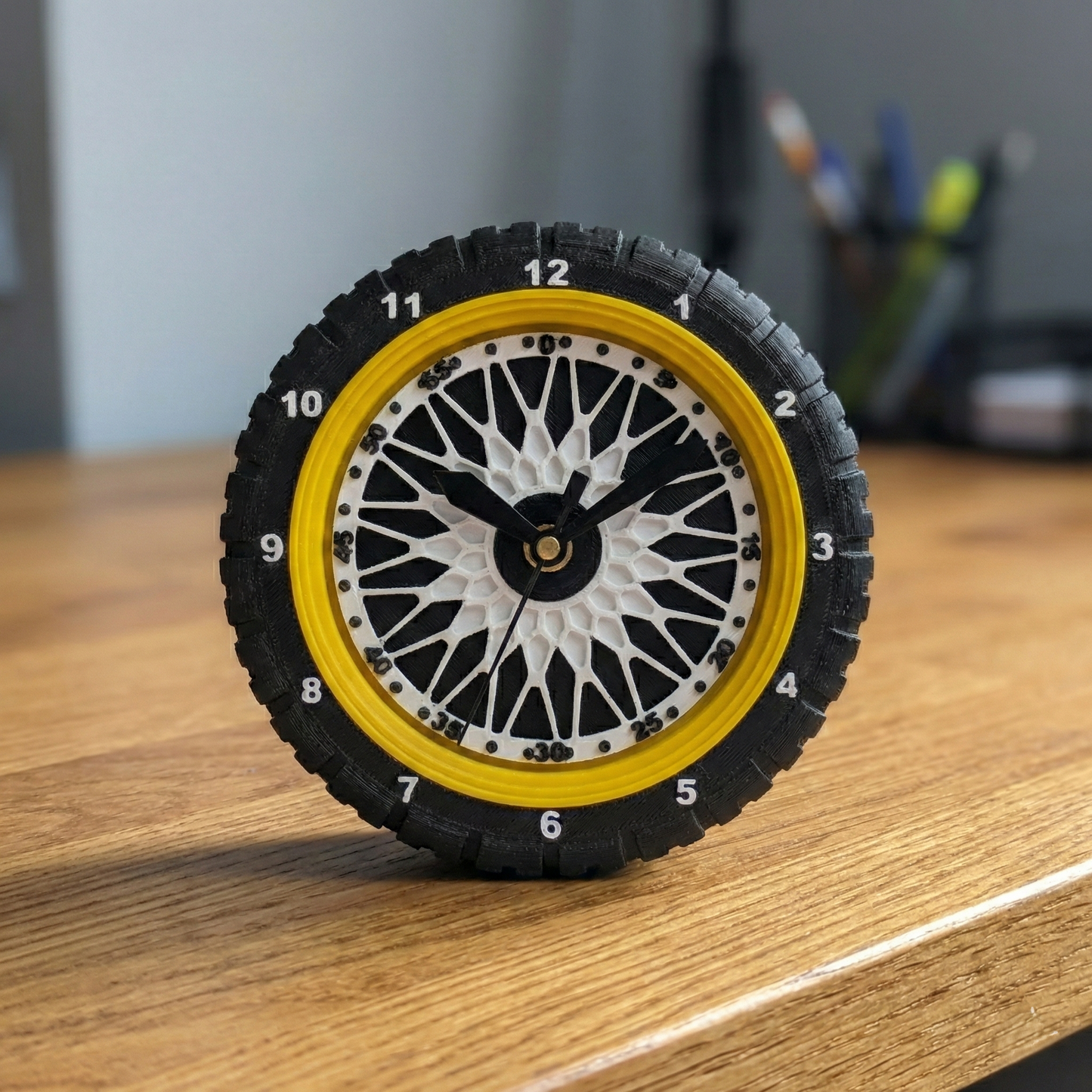 Wheel Desk Clock – Modern 3D Printed Table Clock for Office Desk, Home Decor & Gifting - Vaylex3D