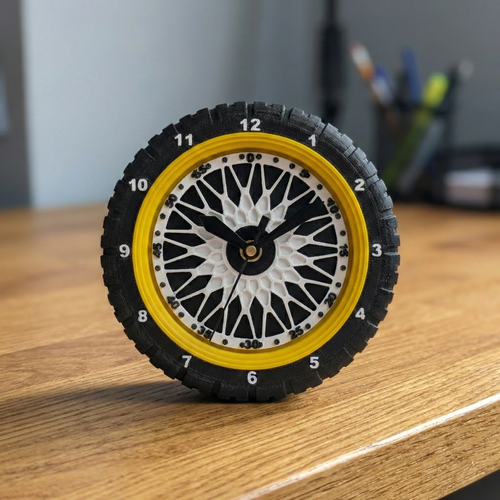 Wheel Desk Clock – Modern 3D Printed Table Clock for Office Desk, Home Decor & Gifting - Vaylex3D