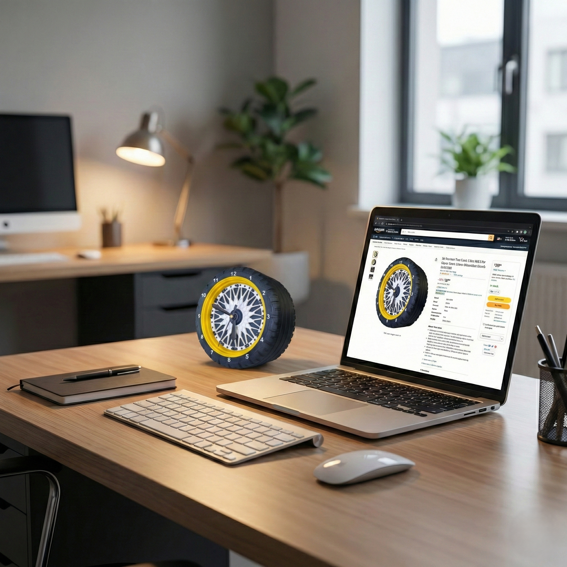 Wheel Desk Clock – Modern 3D Printed Table Clock for Office Desk, Home Decor & Gifting - Vaylex3D