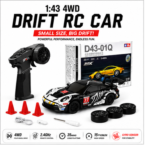 Hstar D43-01Q16 1:43 Skeleton Rexy Porsche 911 GT3 R #77 4WD RC Drift car