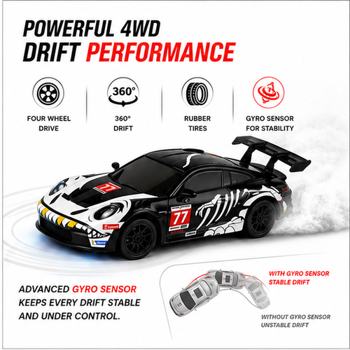 Hstar D43-01Q16 1:43 Skeleton Rexy Porsche 911 GT3 R #77 4WD RC Drift car