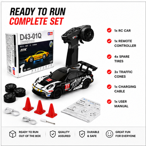 Hstar D43-01Q16 1:43 Skeleton Rexy Porsche 911 GT3 R #77 4WD RC Drift car