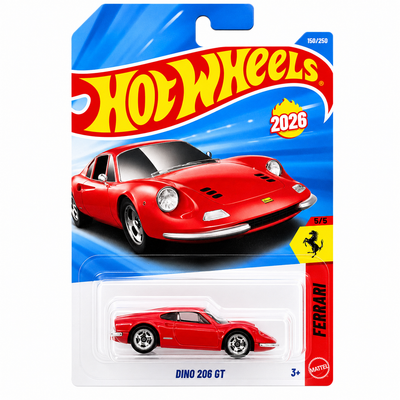 DINO 206 GT Hot Wheels Die-Cast Car | 1:64 Scale Collectible Toy | HW43