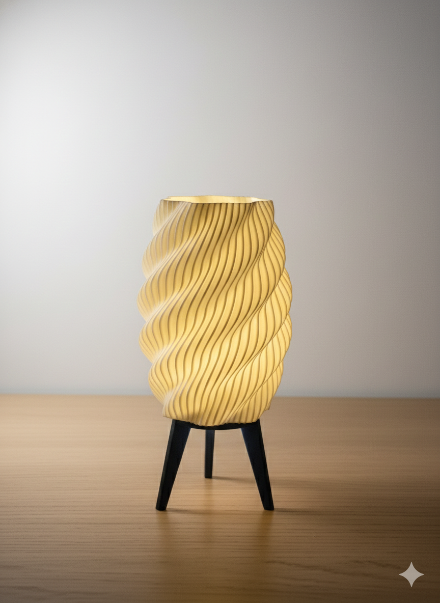 3D Printed Mini Tealight Lamp | Modern Spiral Design | Warm Glow Home Decor - Vaylex3D