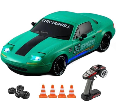 RC Drift Car 1:14 Scale 4WD High-Speed Remote Control Car with LED Lights 2.4GHz Rechargeable Drift Racing Car with Extra Tires & Cones Toy for kids