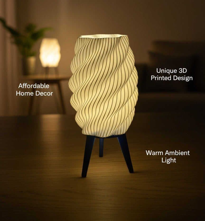 3D Printed Mini Tealight Lamp | Modern Spiral Design | Warm Glow Home Decor - Vaylex3D