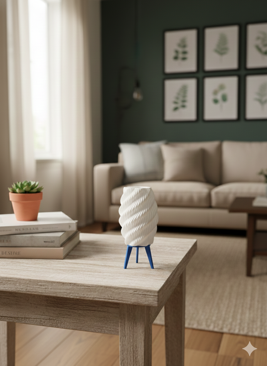 3D Printed Mini Tealight Lamp | Modern Spiral Design | Warm Glow Home Decor - Vaylex3D