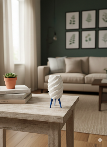 3D Printed Mini Tealight Lamp | Modern Spiral Design | Warm Glow Home Decor - Vaylex3D