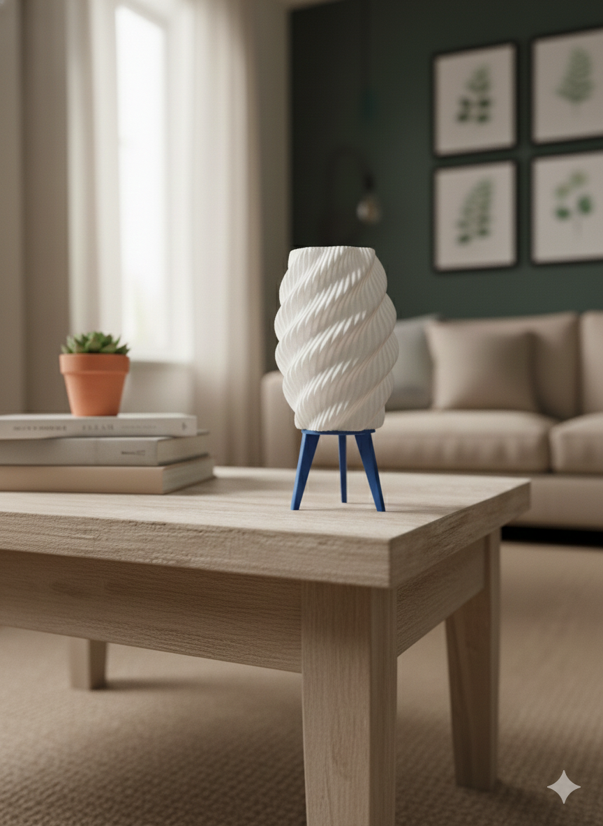 3D Printed Mini Tealight Lamp | Modern Spiral Design | Warm Glow Home Decor - Vaylex3D